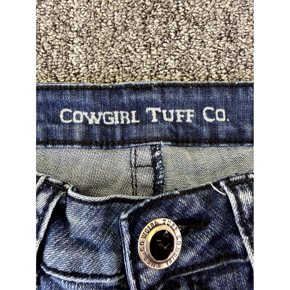 Cowgirl Tuff Co. Shorts Womens 30 Blue Denim Low Rise Light Wash Frayed Hem - Picture 6 of 16